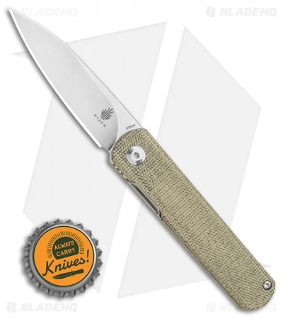 Kizer Lundquist Feist Front Flipper Knife Green Micarta (2.8" Stonewash) - Image 4