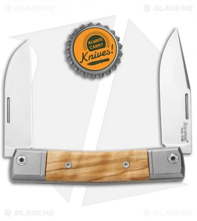 LionSteel BestMan 2-Bladed Traditional Slip Joint Knife Olive Wood (2.88" Satin) - Image 4