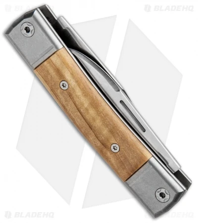 LionSteel BestMan 2-Bladed Traditional Slip Joint Knife Olive Wood (2.88" Satin) - Image 3