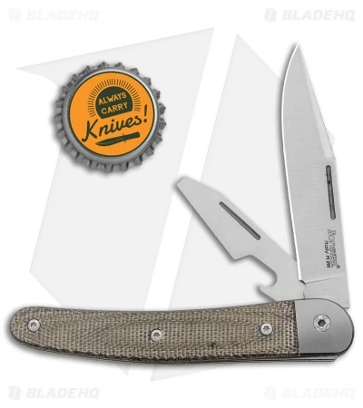LionSteel Jack Slip Joint Knife Two Function Green Micarta (3" Satin M390) - Image 4