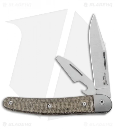 LionSteel Jack Slip Joint Knife Two Function Green Micarta (3" Satin M390)