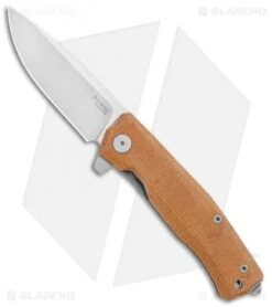 LionSteel Myto Flipper Knife Natural Canvas Micarta (3.25" Satin) MT01CVN