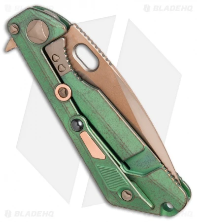 Marfione/Strider Custom MSG-3.5 Flipper Knife Green/Copper (3.5" Bronze Satin) - Image 3