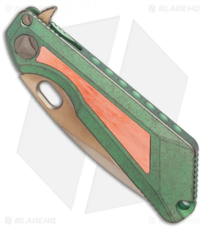 Marfione/Strider Custom MSG-3.5 Flipper Knife Green/Copper (3.5" Bronze Satin) - Image 2