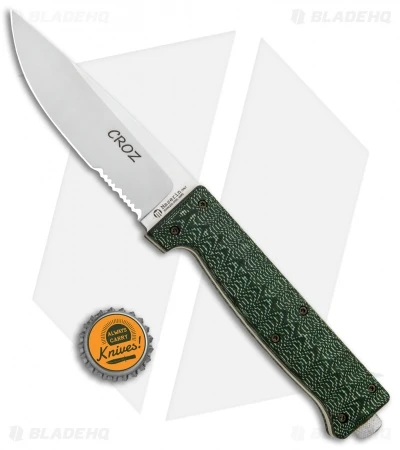 Maserin Croz Fixed Blade Hunting Knife Green Micarta (4.3" Satin Serr) - Image 4