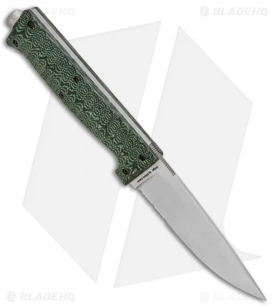 Maserin Croz Fixed Blade Hunting Knife Green Micarta (4.3" Satin Serr) - Image 2