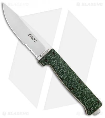 Maserin Croz Fixed Blade Hunting Knife Green Micarta (4.3" Satin Serr)
