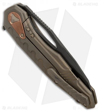 Microtech Sigil MK6 Frame Lock Knife Bronzed Titanium (3.75" DLC Serr) - Image 3