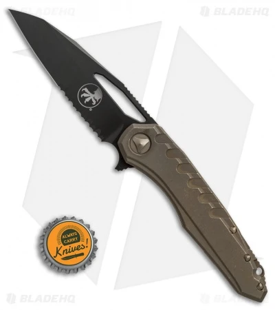 Microtech Sigil MK6 Frame Lock Knife Bronzed Titanium (3.75" DLC Serr) - Image 4