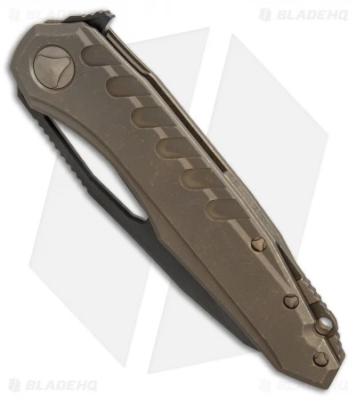 Microtech Sigil MK6 Frame Lock Knife Bronzed Titanium (3.75" DLC Serr) - Image 2