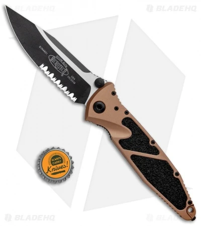 Microtech Socom Elite Manual Knife Tan (4" Black Serr) 160-2TA - Image 4