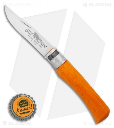 Antonini Old Bear Classical Small Folding Knife Orange Wood (2.9" Satin) - Image 3