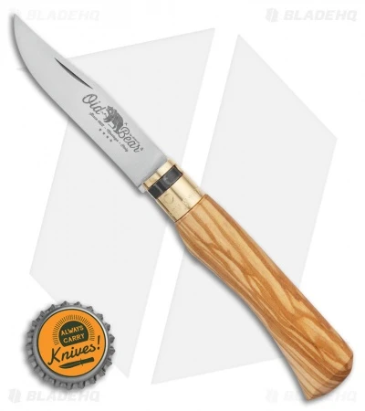 Antonini Old Bear Classical Medium Folding Knife Italian Olive (3.2" Satin) - Image 3