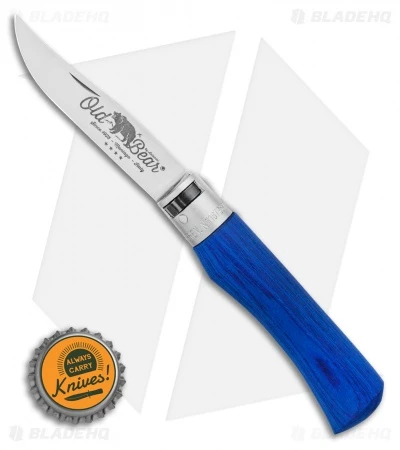 Antonini Old Bear Classical Large Folding Knife Blue Wood (3.4" Satin) - Image 3