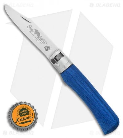Antonini Old Bear Young Small Folding Knife Blue Wood (2.75" Satin) - Image 3