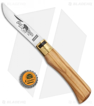 Antonini Old Bear Classical Carbon Large Knife Italian Olive (3.4" Satin) - Image 4