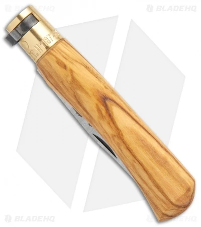 Antonini Old Bear Collect Medium Folding Knife Italian Olive (3.2" Damascus) - Image 2