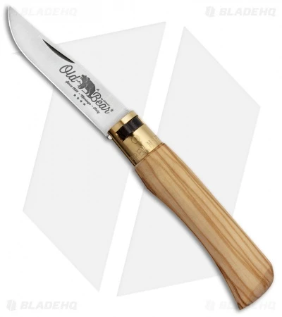 Antonini Old Bear Classical Small Folding Knife Italian Olive Wood (2.9" Satin)