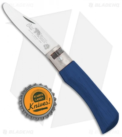 Antonini Old Bear Young XS Folding Knife Blue Wood (2.4" Satin Blunt) - Image 4