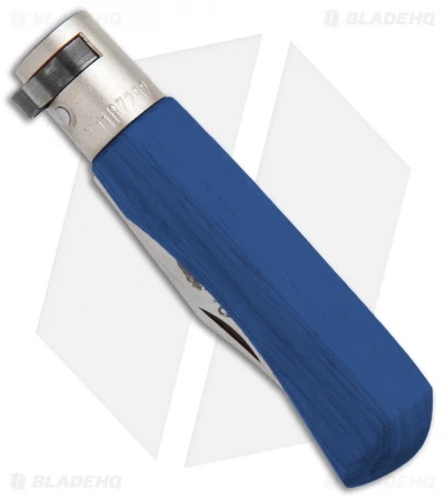 Antonini Old Bear Young XS Folding Knife Blue Wood (2.4" Satin Blunt) - Image 2