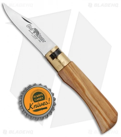 Antonini Old Bear Classical XS Folding Knife Italian Olive Wood (2.5" Satin) - Image 4