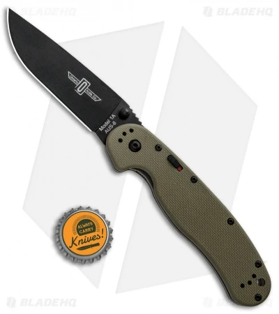 Ontario RAT Model 1A Spring Assisted Knife OD Green G-10 (3.625" Black) 8871OD - Image 4