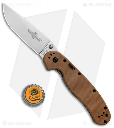 Ontario RAT Model 1A Spring Assisted Knife Coyote Brown G-10 (3.625" Satin) - Image 4