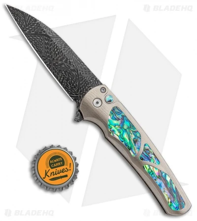 Pro-Tech Malibu Custom Flipper Knife Orange Peel (3.3" Chad Damascus) Abalone - Image 4
