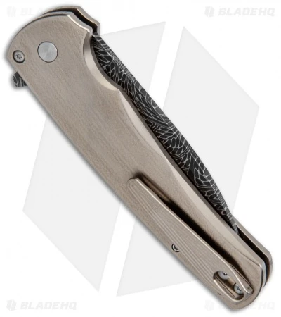 Pro-Tech Malibu Custom Flipper Knife Orange Peel (3.3" Chad Damascus) Abalone - Image 3