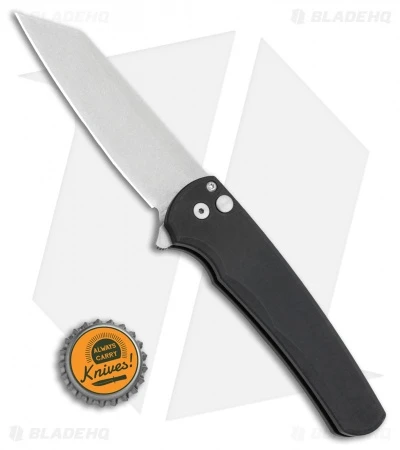 Pro-Tech Malibu Reverse Tanto Plunge Lock Flipper Knife Black (3.3" Stonewash) - Image 4