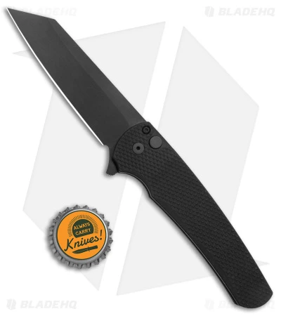 Pro-Tech Malibu Reverse Tanto Flipper Knife Textured Black Aluminum (3.3" DLC) - Image 4