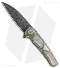 Pro-Tech Malibu Wharncliffe Ultimate Custom Shaw Engraved 18K/Pearl (Damascus)