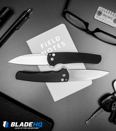 Pro-Tech Malibu Wharncliffe Plunge Lock Flipper Knife Black (3.3" Satin) - Image 5