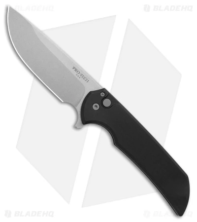 Pro-Tech Mordax Plunge Lock Flipper Knife Black (3.5" Stonewash MagnaCut) MX101