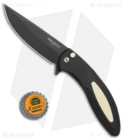 Pro-Tech Cambria Flipper Knife Tuxedo Black W/ Ivory Micarta (3.5" Black) CF52 - Image 4