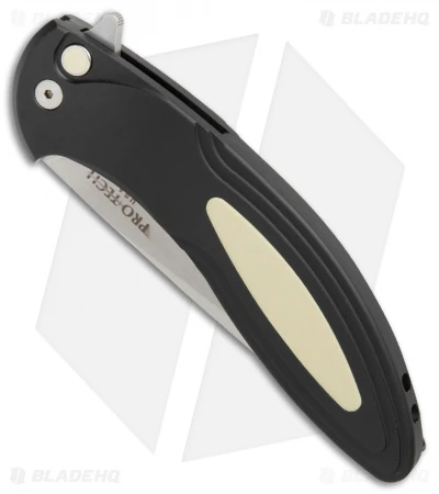 Pro-Tech Cambria Flipper Tuxedo Black / Ivory Micarta (3.5" Stonewash) CF51 - Image 3