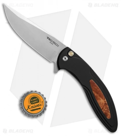 Pro-Tech Cambria Flipper Knife Maple Burl (3.5" Stonewash) - Image 4