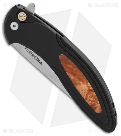 Pro-Tech Cambria Flipper Knife Maple Burl (3.5" Stonewash) - Image 2