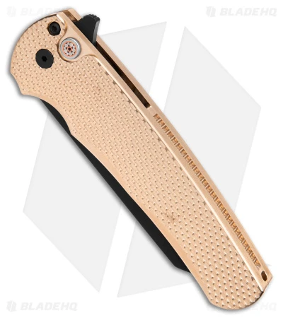 Pro-Tech Malibu Reverse Tanto Button Lock Knife Bronze Alum (3.3" Black DLC) - Image 2