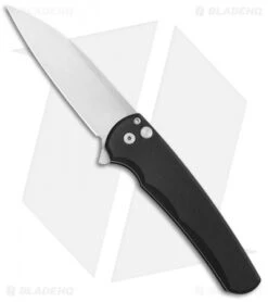 Pro-Tech Malibu Wharncliffe Plunge Lock Flipper Knife Black (3.3" Satin)