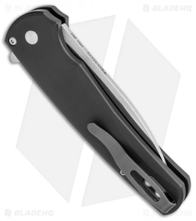 Pro-Tech Malibu Wharncliffe Plunge Lock Flipper Knife Black (3.3" Satin) - Image 3
