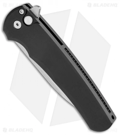 Pro-Tech Malibu Wharncliffe Plunge Lock Flipper Knife Black (3.3" Satin) - Image 2