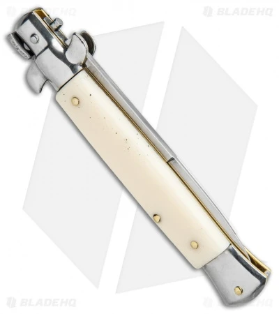 9" Italian Stiletto Bayonet Automatic Knife Sim Ivory (3.8" Satin) - Image 3