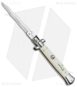 SKM AB 9" Italian Stiletto Automatic Knife Sim Ivory (3.8" Satin Kris)