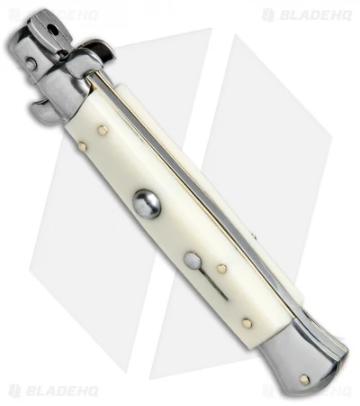 SKM AB 9" Italian Stiletto Automatic Knife Sim Ivory (3.8" Satin Kris) - Image 2