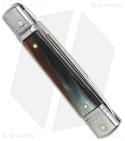 SKM 7.75" Slimline Leverlock Automatic Knife Brazilian Horn (3.2" Satin) - Image 2