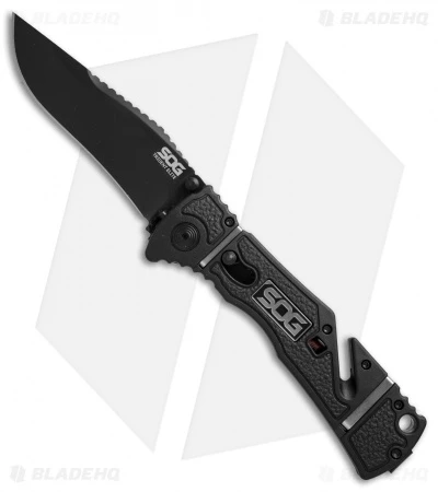 SOG Trident Elite Clip Point Spring Assisted Knife (3.7" Black) TF102