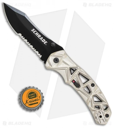 Schrade Shizzle MAGIC Spring Assisted Knife Champagne (3.375" Black Serr) - Image 4