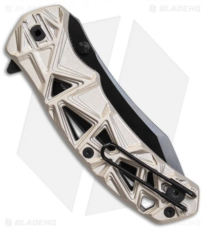 Schrade Shizzle MAGIC Spring Assisted Knife Champagne (3.375" Black Serr) - Image 3