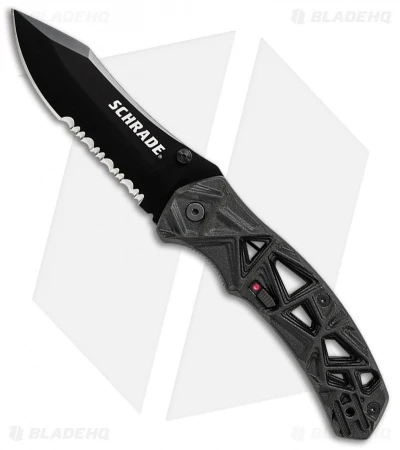 Schrade Shizzle MAGIC Spring Assisted Knife Black (3.375" Black Serr)